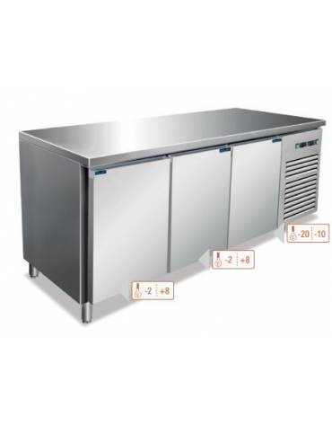 Tavolo refrigerato 3 Porte doppia temperatura con 2 sportelli frigo -2°/+8°C ed 1 sportello Freezer -20°/-10°C-cm 179,5x70x86h