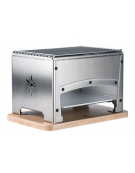 Barbecue da tavola da esterno in acciaio inox con tagliere in faggio massiccio - portata Kg 7,3 - cm 33x22x20h