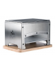 Barbecue da tavola da esterno in acciaio inox con tagliere in faggio massiccio - portata Kg 7,3 - cm 33x22x20h