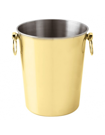 Secchio vino in acciaio inox - colore oro - diametro cm 20-16 - altezza cm 24