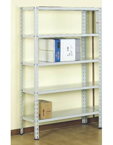 Scaffale metallico in acciaio verniciato o zincato a 5 ripiani cm 80x30-Dimensioni esterne cm 81,5x31,5x250h-Montaggio a bulloni