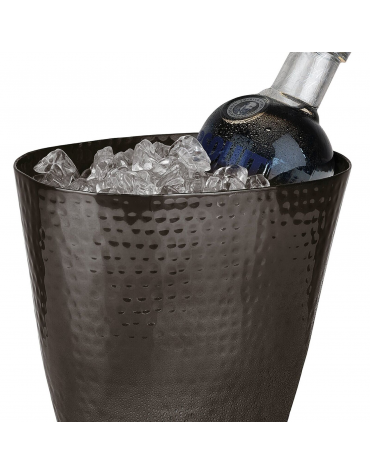 Secchiello vino in alluminio - colore nero - 1 bottiglia - capacità Lt. 2,1 - cm 20,5x14x17h