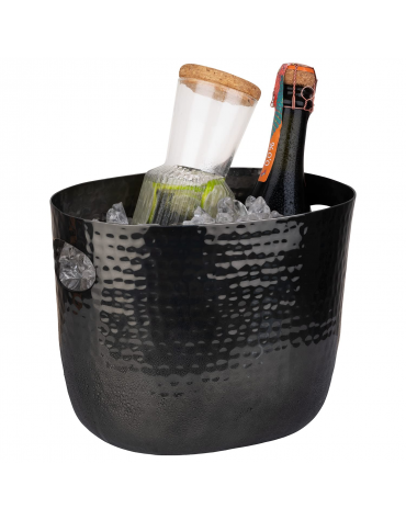 Secchiello vino in alluminio - colore nero - 1/2 bottiglie - capacità Lt. 3,9 - cm 25,5x19x20h
