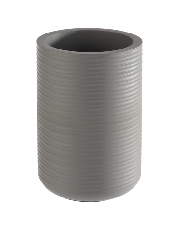 Glacette termica portabottiglia in cemento scanalato - colore grigio scuro - diametro cm 13/10 - altezza cm 19,5