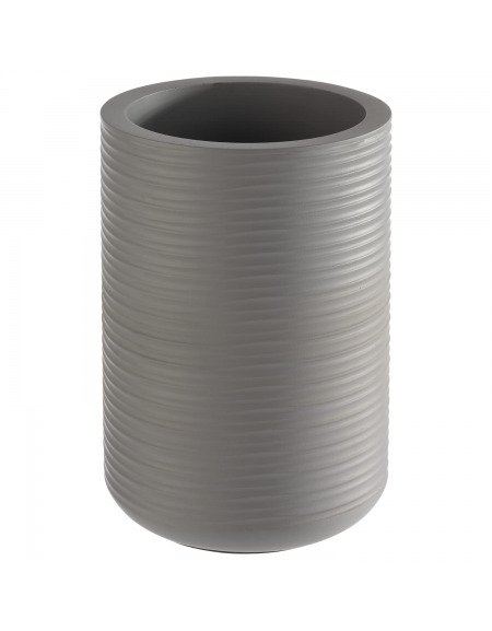 Glacette termica portabottiglia in cemento scanalato - colore grigio scuro - diametro cm 13/10 - altezza cm 19,5