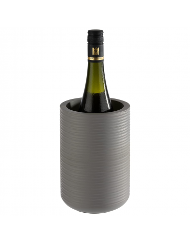 Glacette termica portabottiglia in cemento scanalato - colore grigio scuro - diametro cm 13/10 - altezza cm 19,5