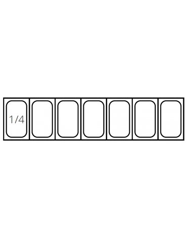 Vetrina frigorifera refrigerata statica per pizzeria in acciaio inox 304 con vetri - capacità 7 x GN1/4 - cm 150x33,5x23/43,5h