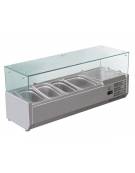 Vetrina refrigerata statica per pizzeria in acciaio inox 304 con vetri - capacità 3xGN1/3 + 1xGN1/2 - cm 120x39,5x23/43,5h