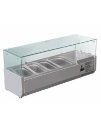 Vetrina refrigerata statica per pizzeria in acciaio inox 304 con vetri - capacit&agrave; 3xGN1/3 + 1xGN1/2 - cm 120x39,5x23/43,5h