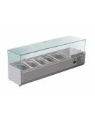 Vetrina refrigerata statica per pizzeria in acciaio inox 304 con vetri - capacità 4xGN1/3 + 1xGN1/2 - cm 140x39,5x23/43,5h