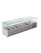Vetrina refrigerata statica per pizzeria in acciaio inox 304 con vetri - capacità 5xGN1/3 + 1xGN1/2 - cm 150x39,5x23/43,5h