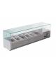 Vetrina refrigerata statica per pizzeria in acciaio inox 304 con vetri - capacità 5xGN1/3 + 1xGN1/2 - cm 150x39,5x23/43,5h