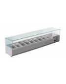 Vetrina frigorifera refrigerata statica per pizzeria in acciaio inox 304 con vetri - capacità 9 x GN1/3 - cm 200x39,5x23/43,5h