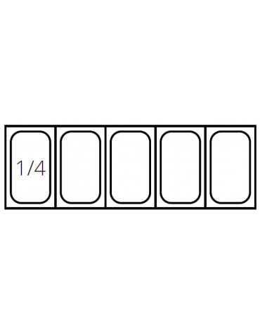 Vetrina frigorifera refrigerata statica per pizzeria in acciaio inox con vetri - capacità 5 x GN1/4 - cm 120x33,5x23/43,5h