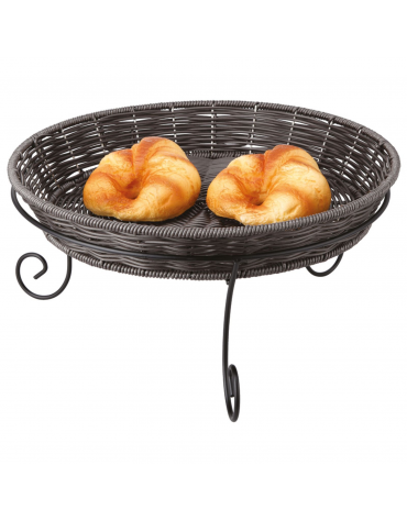 Cesto rotondo in polipropilene colore Grigio scuro con supporto filo nero - diametro cm 38 - altezza cm 15,5