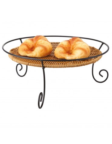 Cesto rotondo in polipropilene colore Marrone con supporto filo nero - diametro cm 33 - altezza cm 15,5