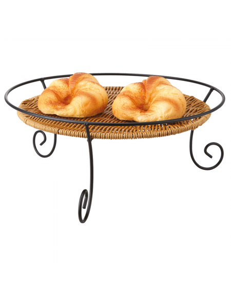 Cesto rotondo in polipropilene colore Marrone con supporto filo nero - diametro cm 33 - altezza cm 15,5