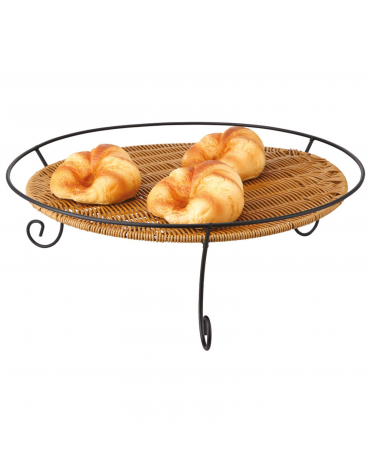 Cesto rotondo in polipropilene colore Marrone con supporto filo nero - diametro cm 43 - altezza cm 15,5