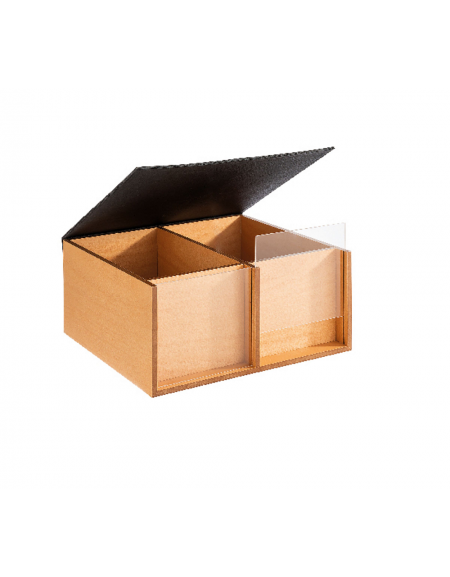 Box espositore buffet 2 sezioni rettangolare in legno di rovere naturale - cm 36x33,5x16h