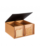 Box espositore buffet 2 sezioni rettangolare in legno di rovere naturale - cm 36x33,5x16h