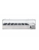 Vetrina frigorifera refrigerata statica per pizzeria in acciaio inox con vetri - capacità 7 x GN1/4 - cm 150x33,5x23/43,5h