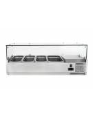 Vetrina refrigerata statica per pizzeria in acciaio inox con vetri - capacità 3xGN1/3 + 1xGN1/2 - cm 120x39,5x23/43,5h