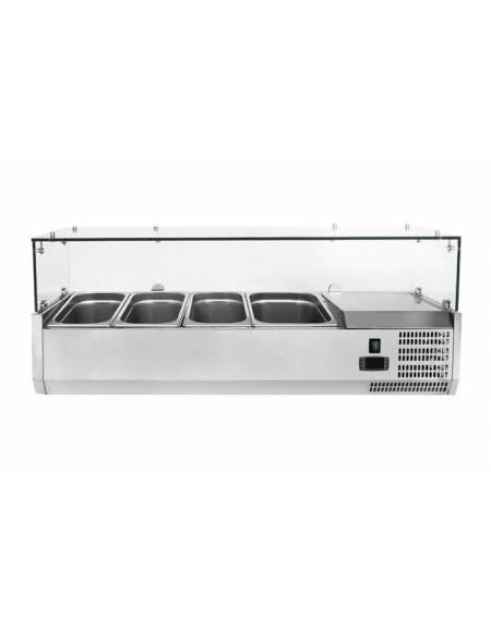 Vetrina refrigerata statica per pizzeria in acciaio inox con vetri - capacità 3xGN1/3 + 1xGN1/2 - cm 120x39,5x23/43,5h