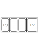 Vetrina refrigerata statica per pizzeria in acciaio inox con vetri - capacità 3xGN1/3 + 1xGN1/2 - cm 120x39,5x23/43,5h