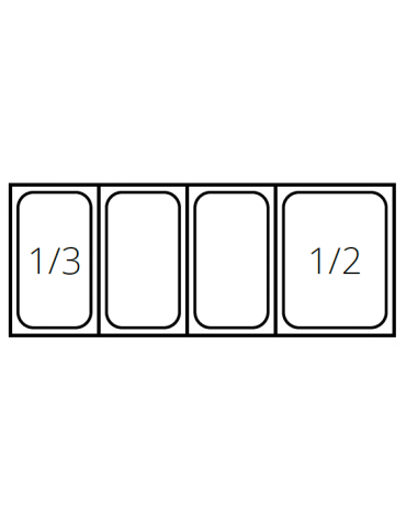 Vetrina refrigerata statica per pizzeria in acciaio inox con vetri - capacità 3xGN1/3 + 1xGN1/2 - cm 120x39,5x23/43,5h