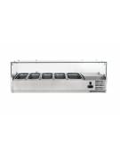 Vetrina refrigerata statica per pizzeria in acciaio inox con vetri - capacità 4xGN1/3 + 1xGN1/2 - cm 140x39,5x23/43,5h