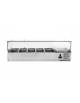 Vetrina refrigerata statica per pizzeria in acciaio inox con vetri - capacità 4xGN1/3 + 1xGN1/2 - cm 140x39,5x23/43,5h