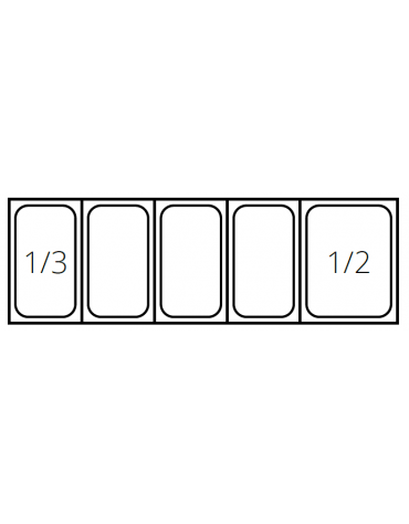 Vetrina refrigerata statica per pizzeria in acciaio inox con vetri - capacità 4xGN1/3 + 1xGN1/2 - cm 140x39,5x23/43,5h