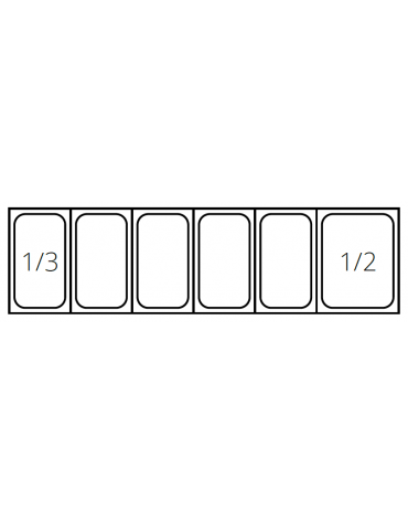 Vetrina refrigerata statica per pizzeria in acciaio inox con vetri - capacità 5xGN1/3 + 1xGN1/2 - cm 150x39,5x23/43,5h