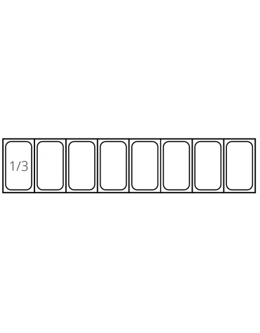 Vetrina frigorifera refrigerata statica per pizzeria in acciaio inox con vetri - capacità 8 x GN1/3 - cm 180x39,5x23/43,5h