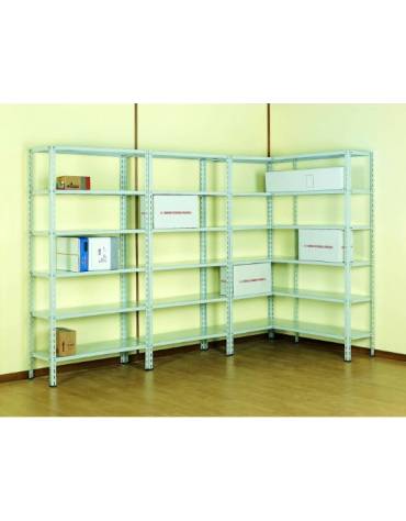 Scaffale metallico in acciaio verniciato o zincato 4 ripiani cm 80x30-Dimensioni esterne cm 81,5x31,5x200h-Montaggio a bulloni
