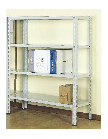 Scaffale metallico in acciaio verniciato o zincato 4 ripiani cm 90x30-Dimensioni esterne cm 91,5x31,5x200h-Montaggio a bulloni