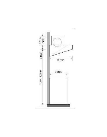 Cappa snack a parete inox ecologica con motore cm 80x78x15/40h