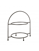 Alzata porta piatti in acciaio - 2 piani - colore nero - capacità 2 piatti max Ø cm 27 - dim. tot. cm 29x19,5x30h