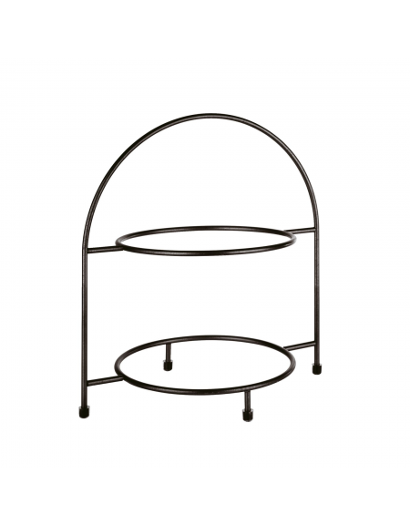 Alzata porta piatti in acciaio - 2 piani - colore nero - capacità 2 piatti max Ø cm 27 - dim. tot. cm 29x19,5x30h