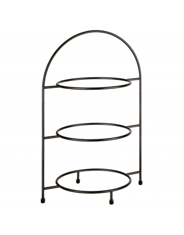 Alzata porta piatti in acciaio - 3 piani - colore nero - capacità 3 piatti max Ø cm 27 - dim. tot. cm 29x19,5x43h