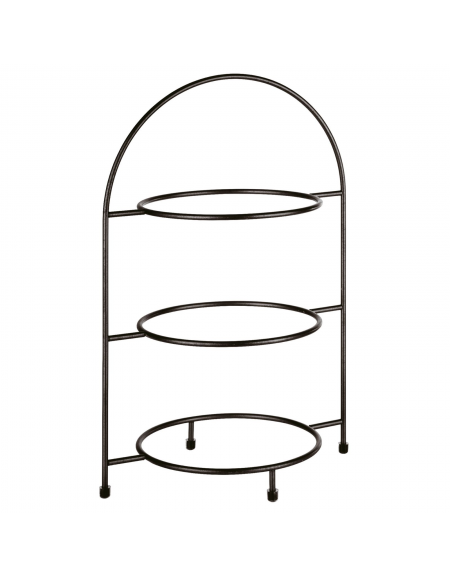 Alzata porta piatti in acciaio - 3 piani - colore nero - capacità 3 piatti max Ø cm 27 - dim. tot. cm 29x19,5x43h