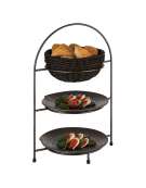 Alzata porta piatti in acciaio - 3 piani - colore nero - capacità 3 piatti max Ø cm 27 - dim. tot. cm 29x19,5x43h