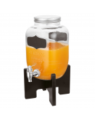 Distributore succhi in vetro con rubinetto inox e base in legno - capacità Lt. 4 - cm 16x24x35h