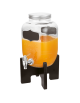 Distributore succhi in vetro con rubinetto inox e base in legno - capacità Lt. 4 - cm 16x24x35h