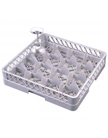 Cestello per lavaggio bicchieri in polipropilene - 16 scomparti cm 11,2x11,2x8,8h cad. - dimensioni tot. cm 50x50X10,3h