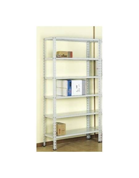 Scaffale metallico in acciaio verniciato o zincato 6 ripiani cm 80x30-Dimensioni esterne cm 81,5x31,5x300h-Montaggio a bulloni