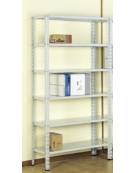 Scaffale metallico in acciaio verniciato o zincato 6 ripiani cm 90x30-Dimensioni esterne cm 91,5x31,5x300h-Montaggio a bulloni