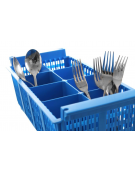 Cestello per lavaggio posate in polipropilene - 8 scompartimenti - capacità 200/250 posate - cm 42,6x20,6x15h