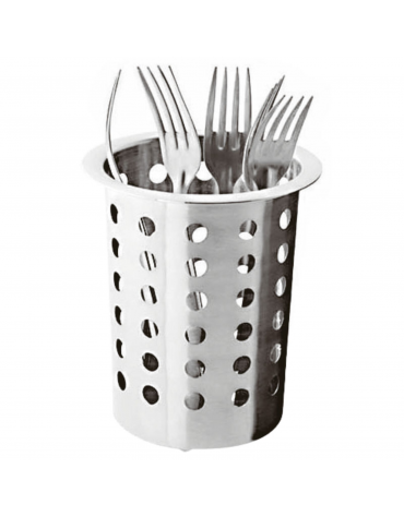 Cestello porta posate in acciaio inox - diametro cm 10 - altezza cm 14