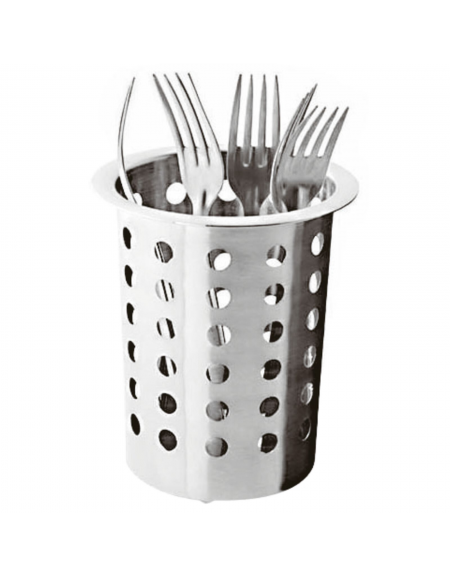 Cestello porta posate in acciaio inox - diametro cm 10 - altezza cm 14